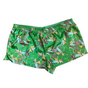 Disney Tinkerbell Green Pink Silky Comfy Casual Sleep Pajama Shorts Size Medium